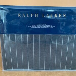 Ralph Lauren Landyn King Duvet Cover Charcoal/Grey and White Striped